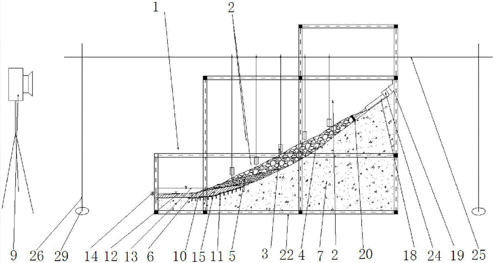 Device and method for testing influence of water level fluctuations on stability of talus slope containing underlying ice layer