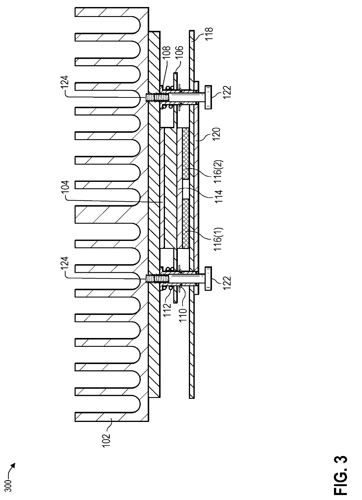 Heatsink mounting system to maintain a relatively uniform amount of pressure on components of a circuit board