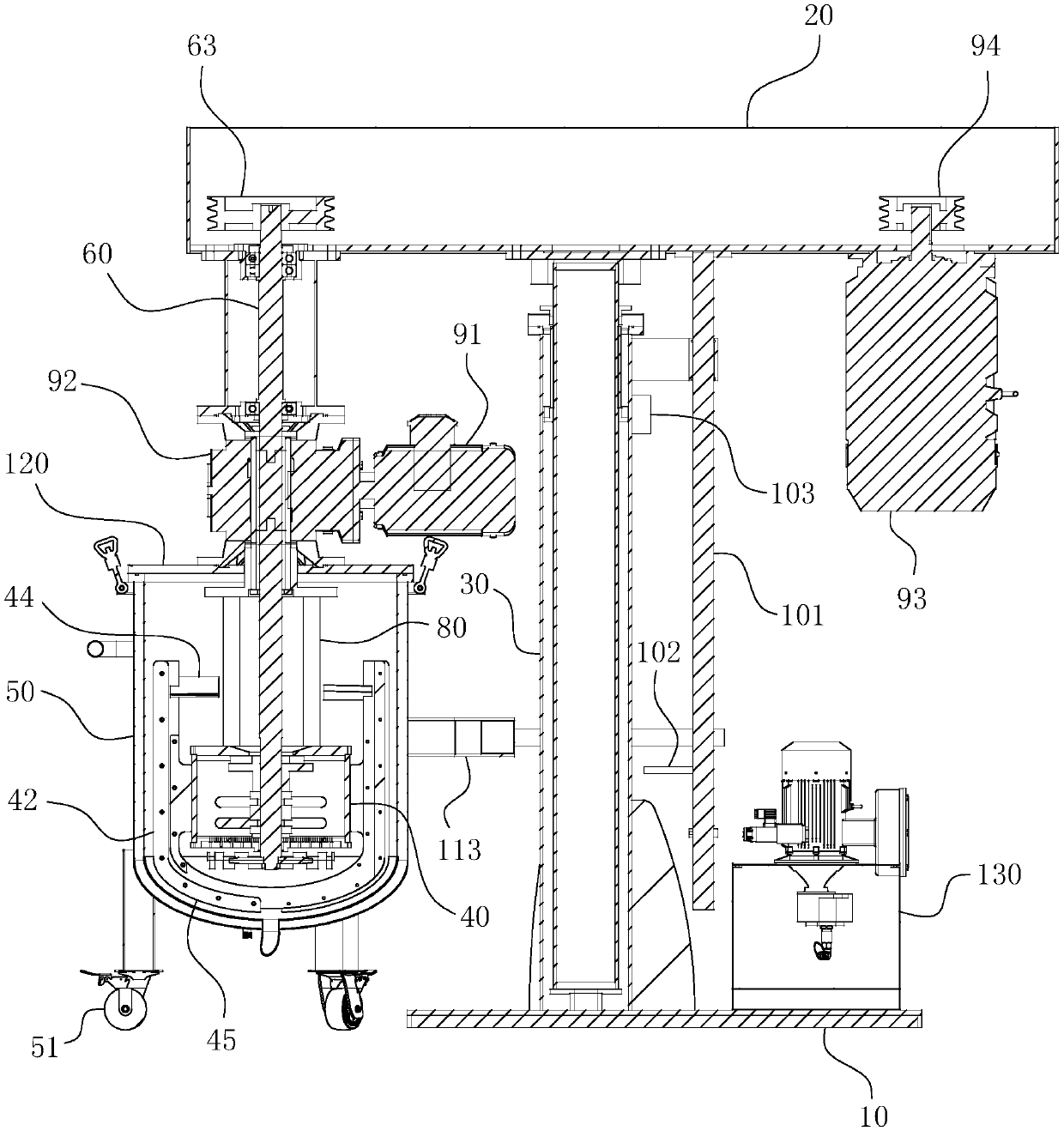 Concentric double-axis vacuum hydraulic basket grinding machine