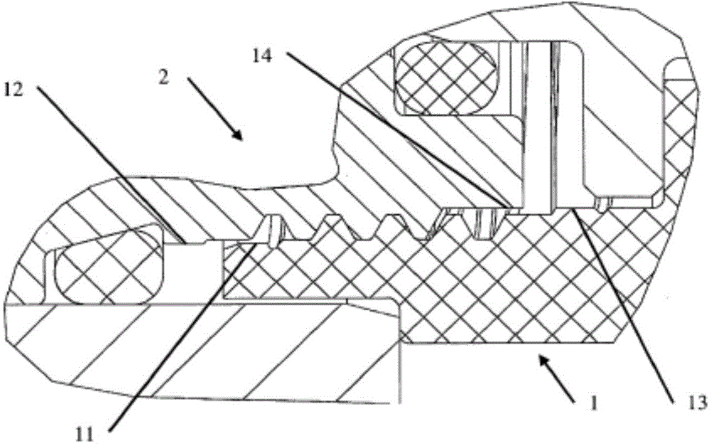 Device actuated by an electromagnet, comprising an encapsulated threaded connection