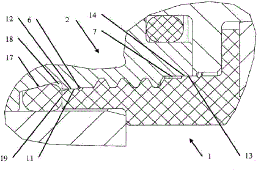 Device actuated by an electromagnet, comprising an encapsulated threaded connection