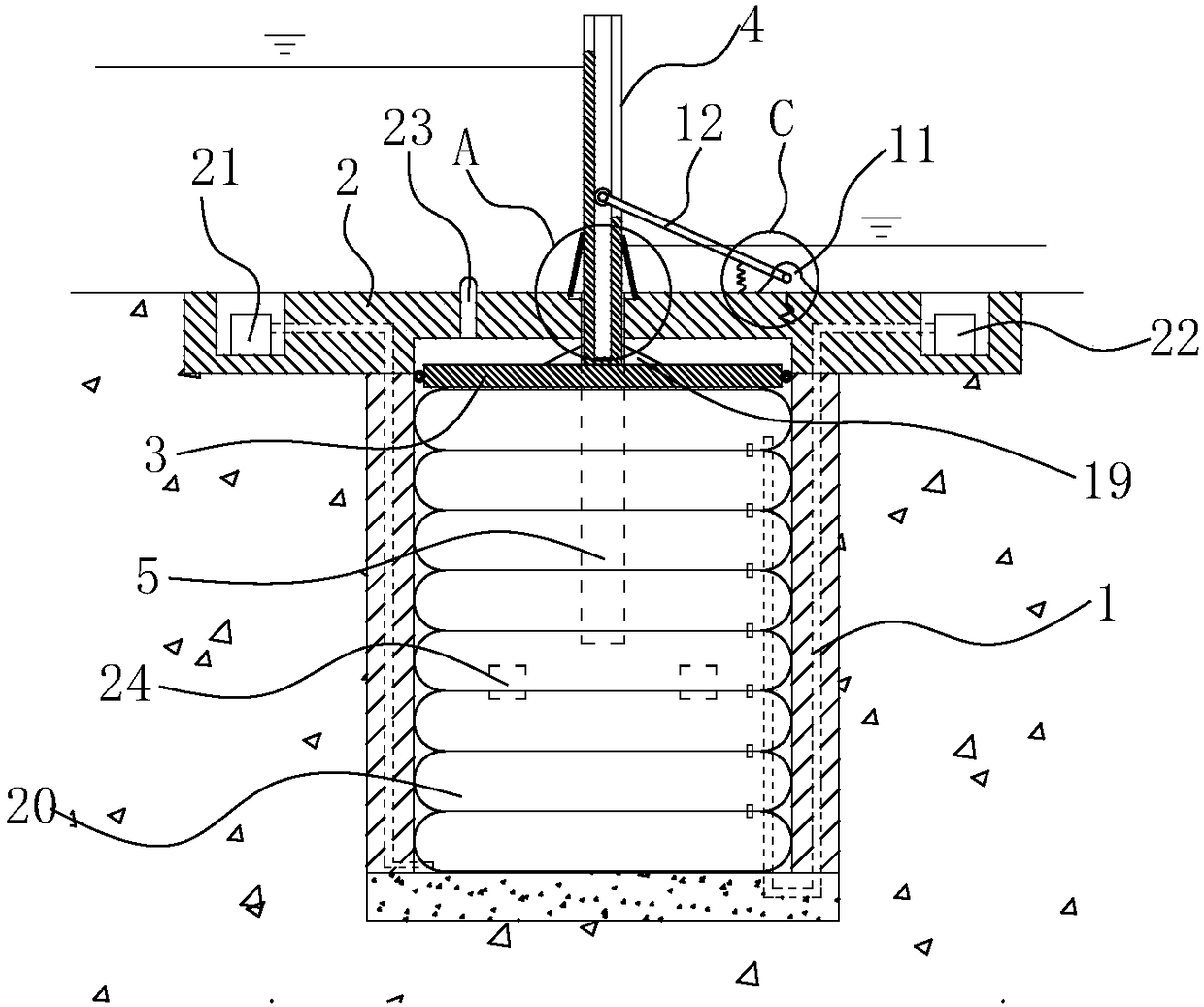 A graded lift type retaining dam