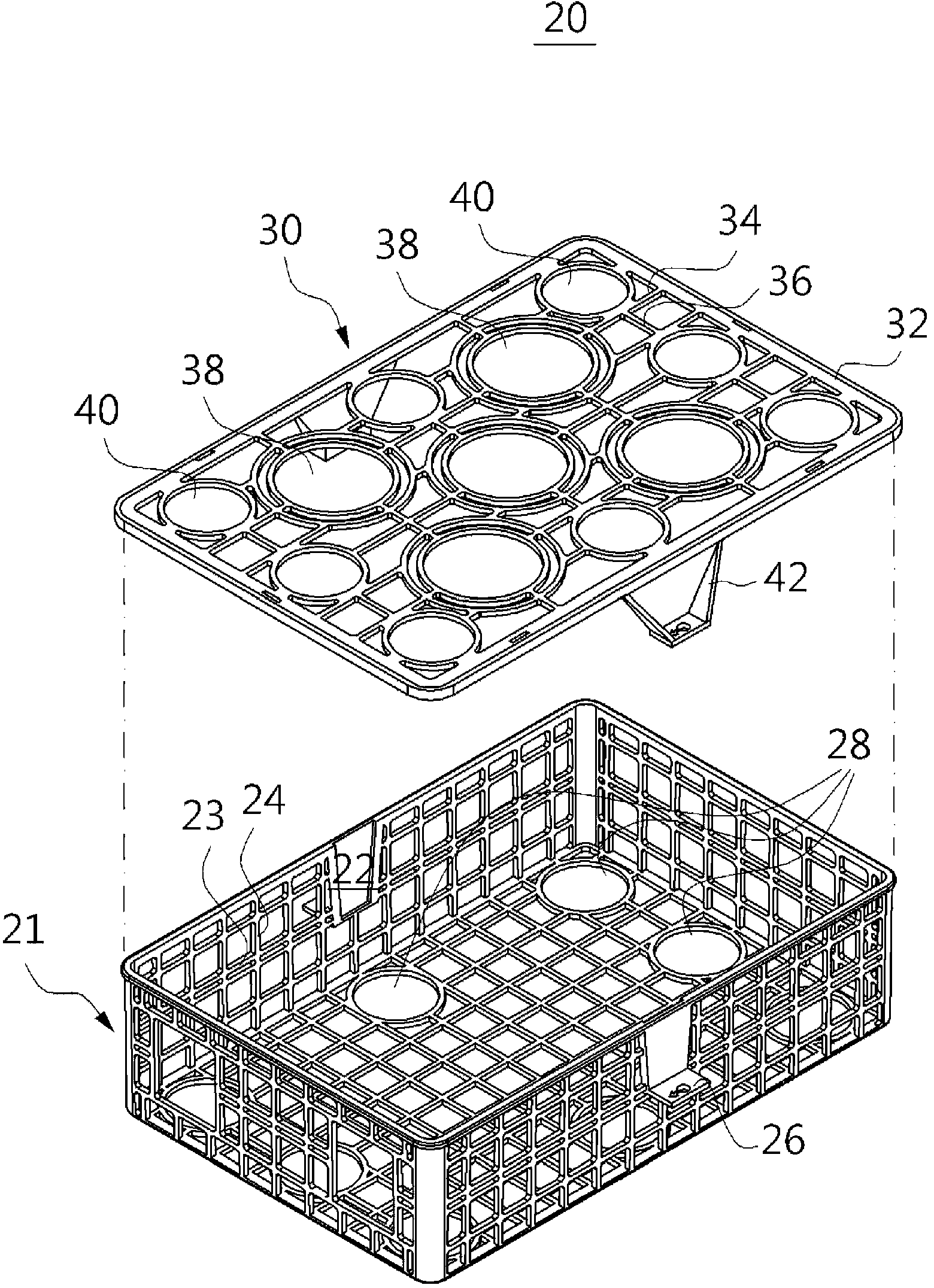 Pot for vertical wall, and multi-filter and port support frame used therefor