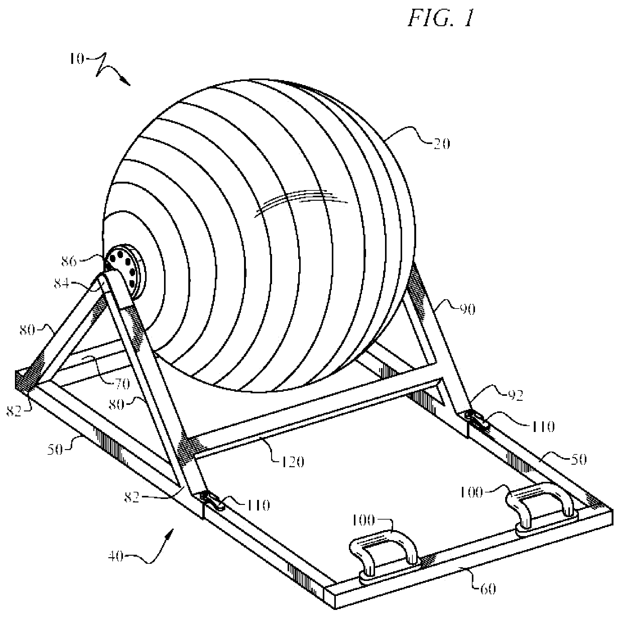 Exercise ball mounted for rotation