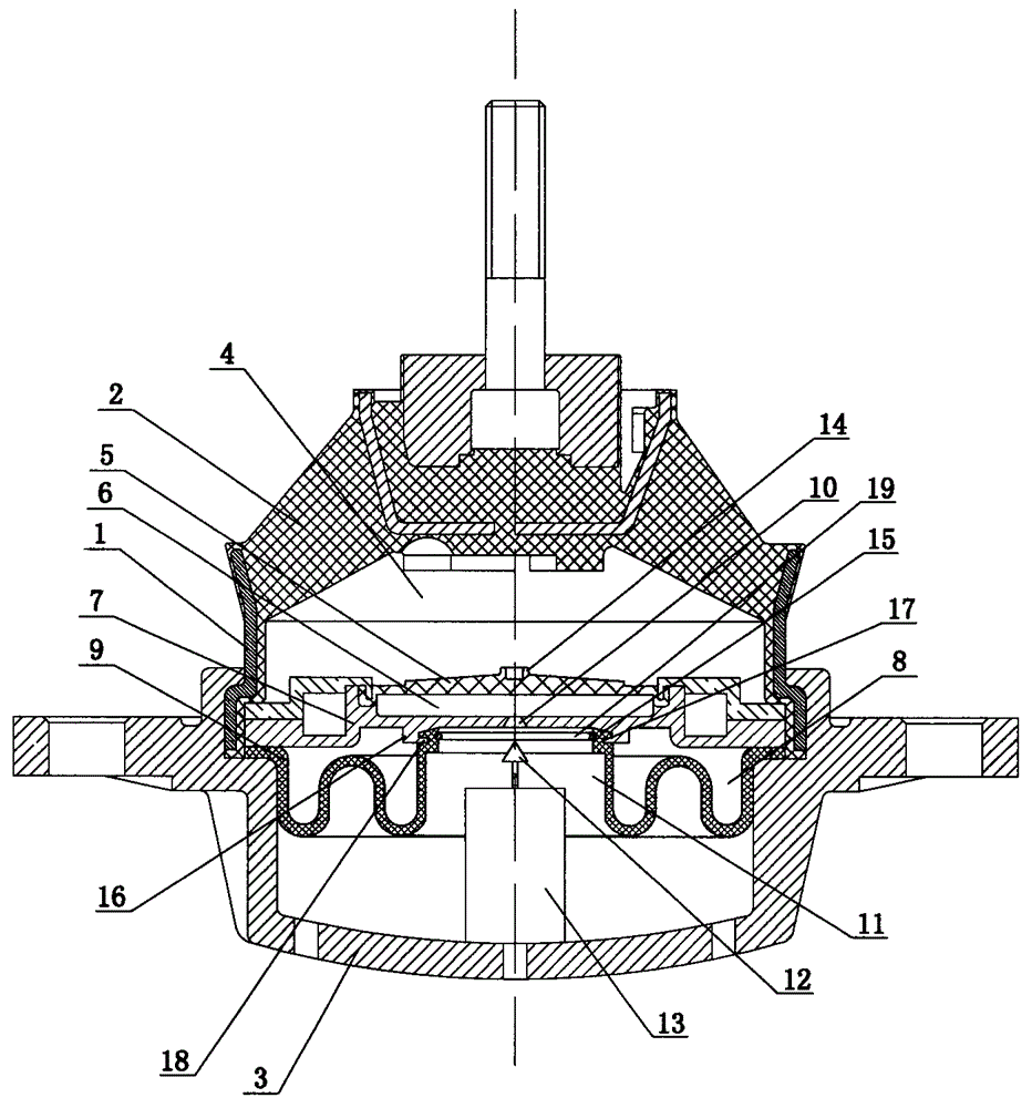 Semi-active control hydraulic suspension for automobile powertrain