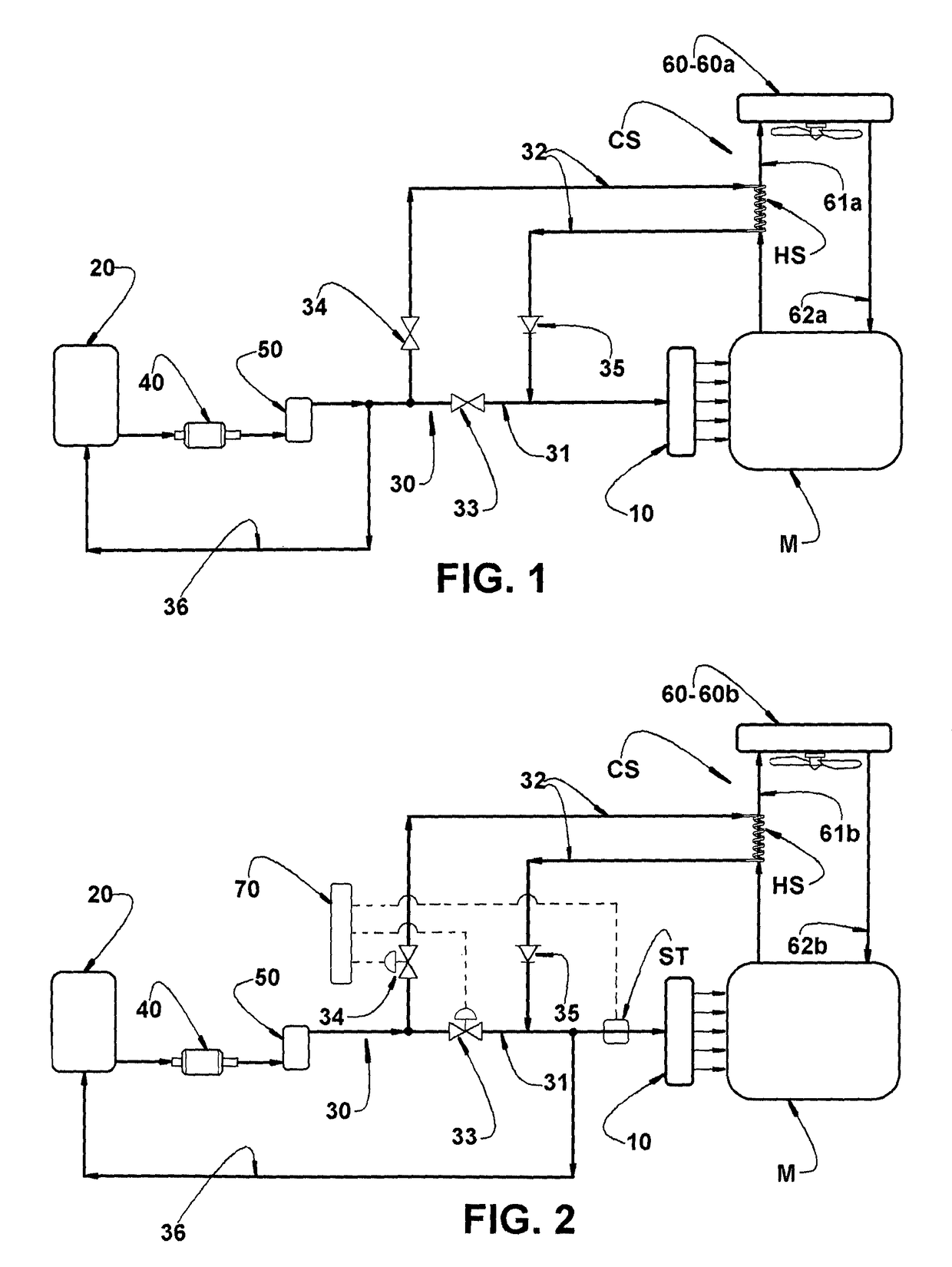 Thermal management system for the feeding of fuel in internal combustion engines