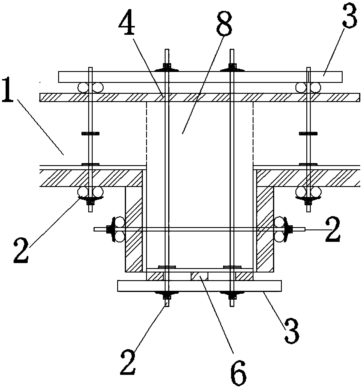 Formwork reinforcing device without top support for post-cast strip and construction method thereof