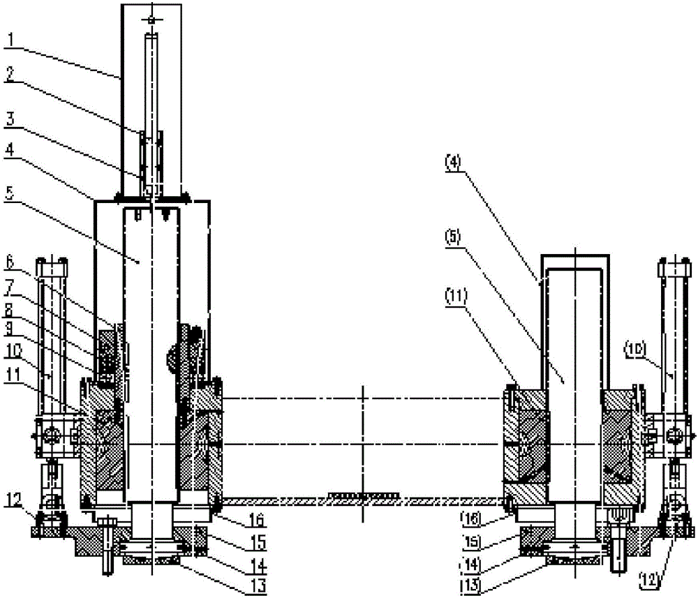 Depressing and balancing device for steel section straightener