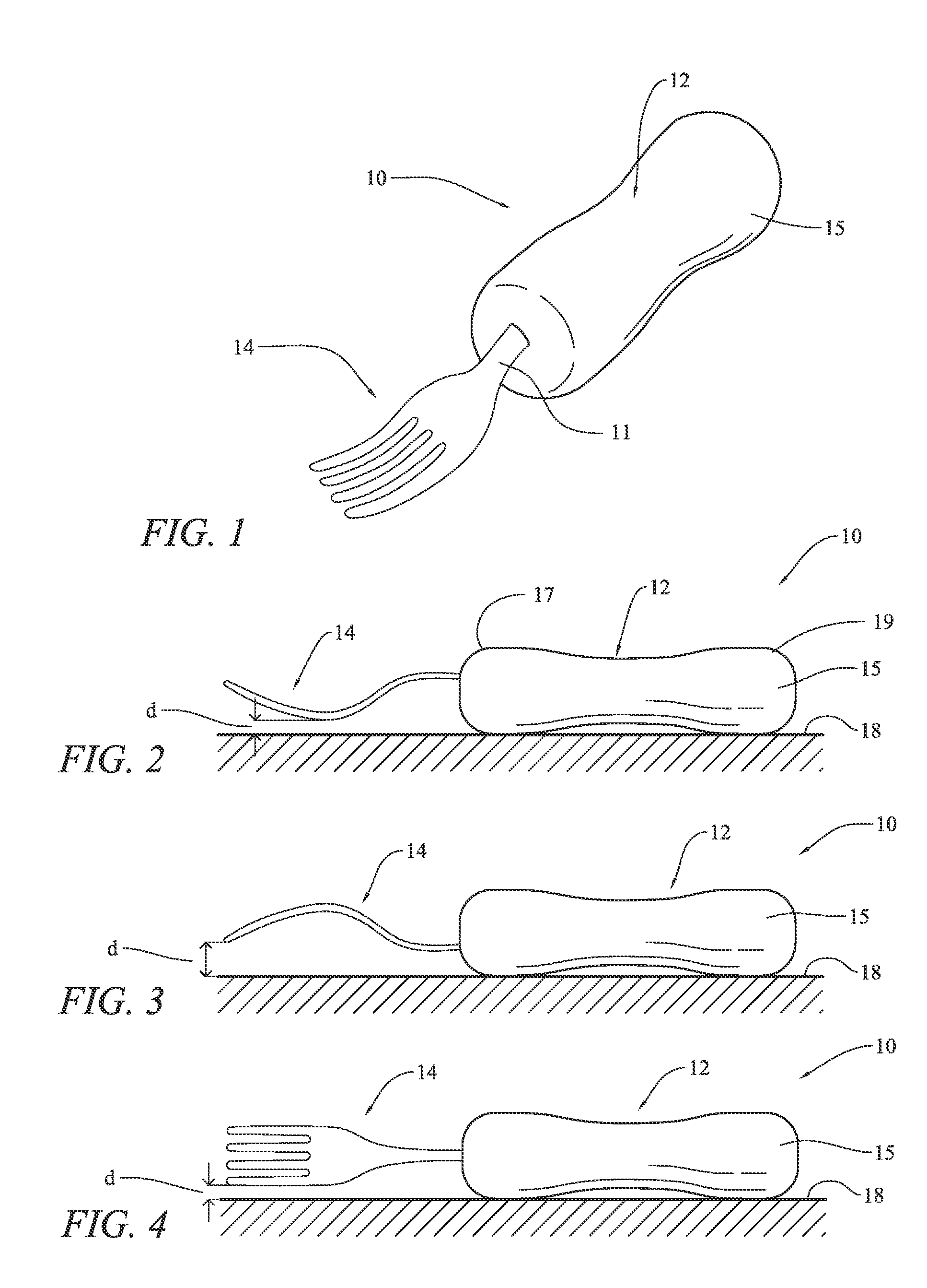 Utensils having elevated distal ends for preventing germs and contamination