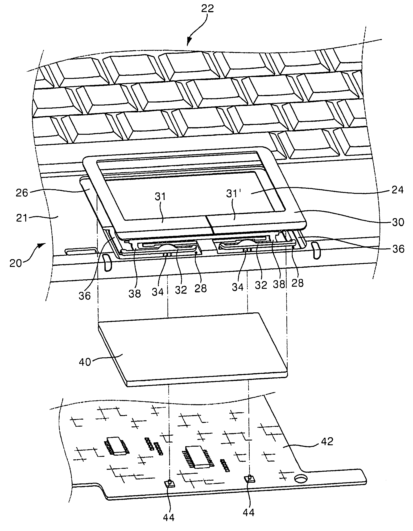 Touch pad device for portable computer