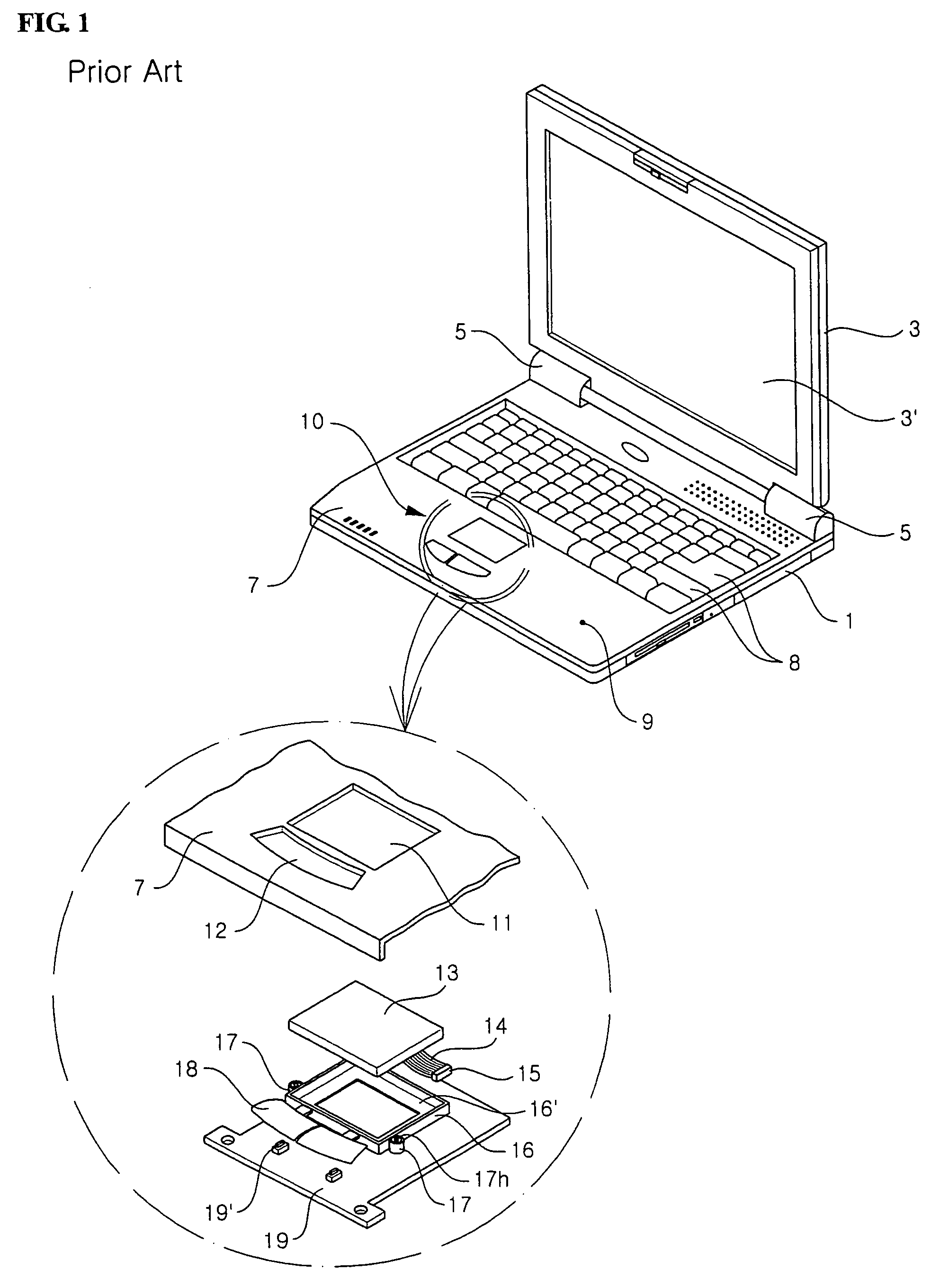 Touch pad device for portable computer