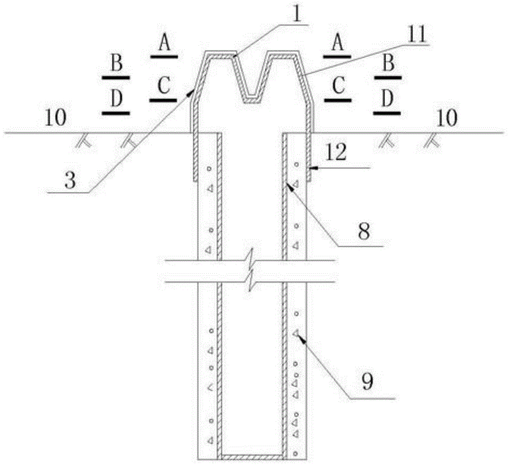 Platform-shaped dual-type well head of self-permeation recharge well with filter layer