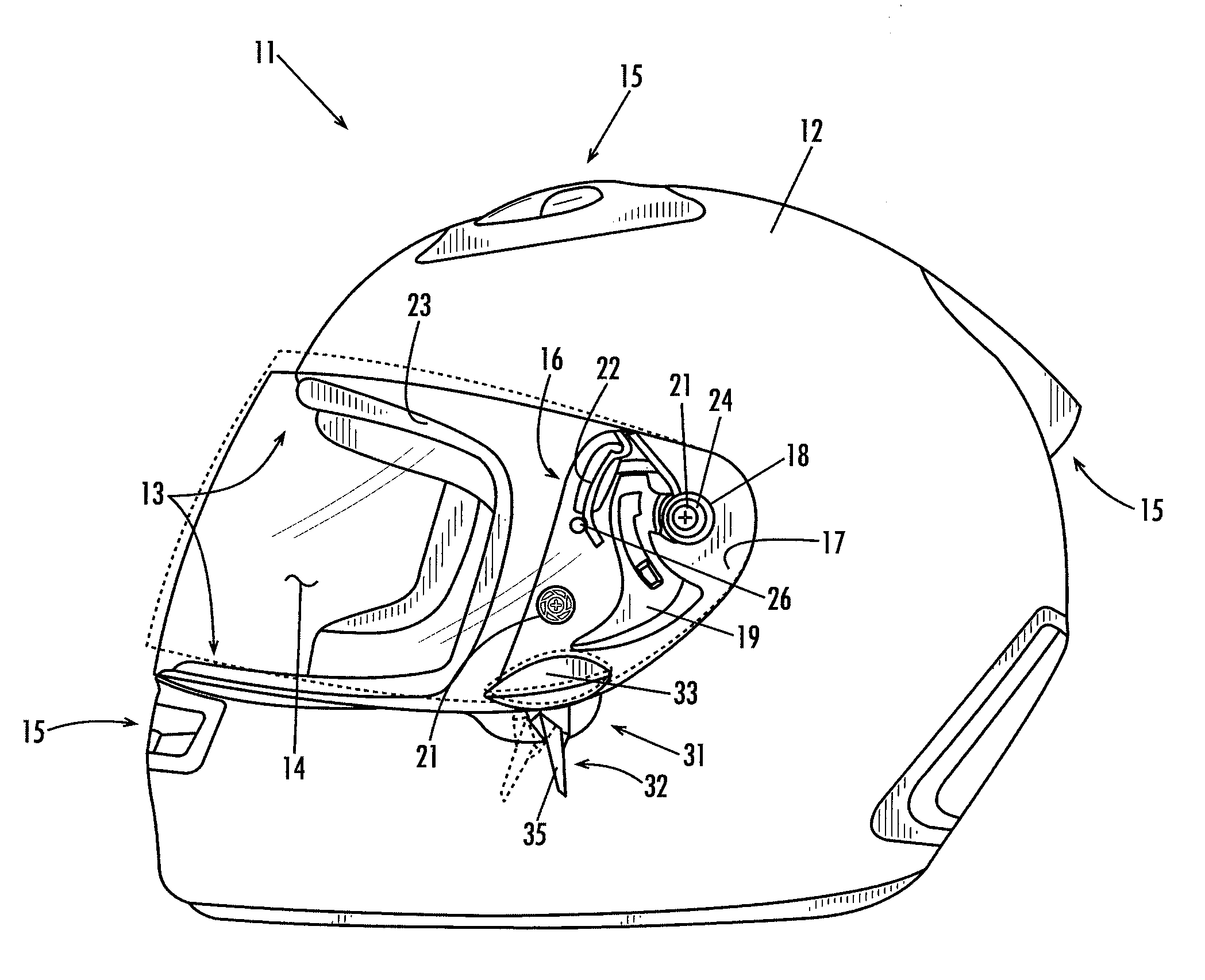 Helmet with Improved Shield Mount and Precision Shield Control