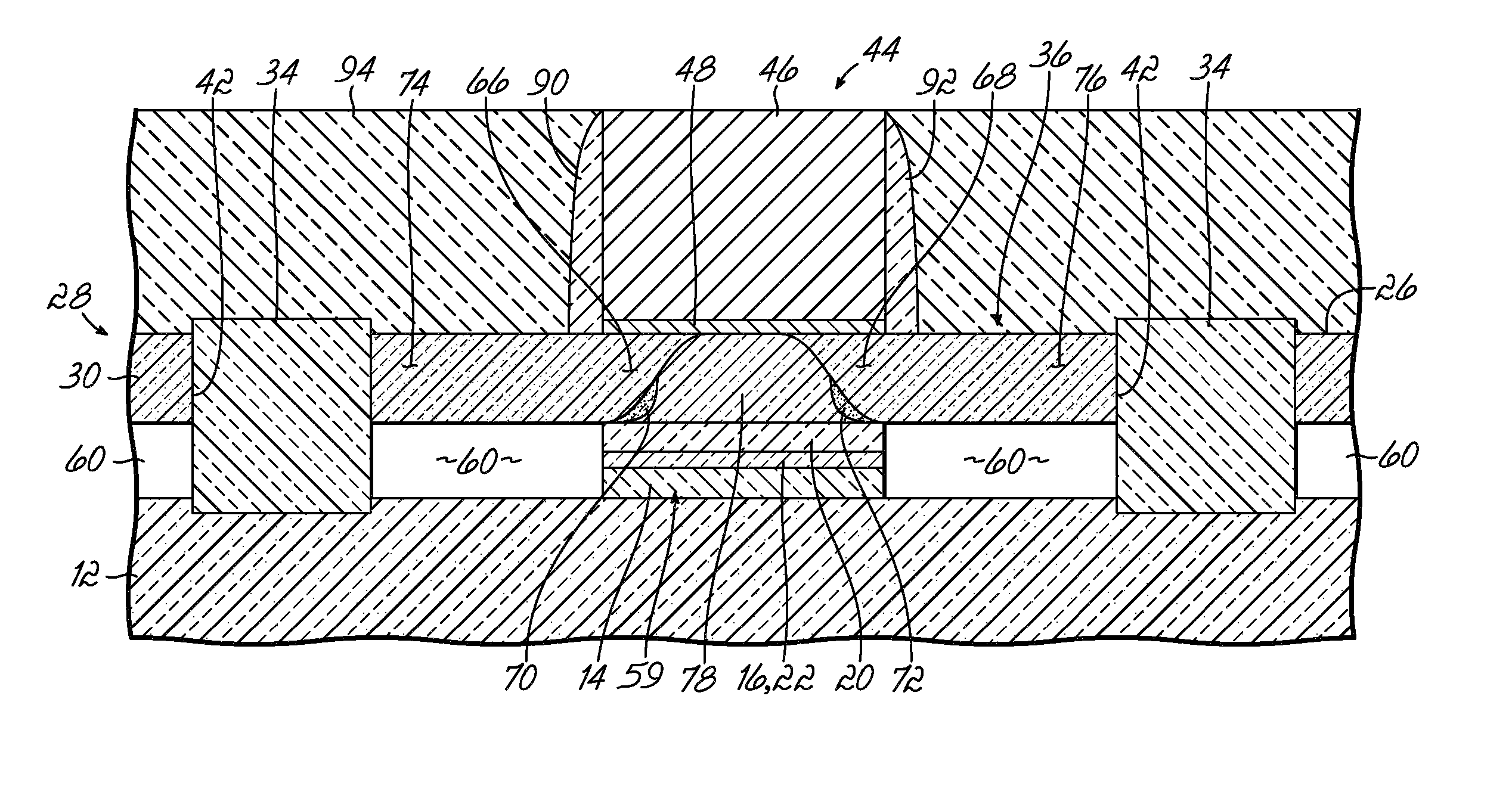 Structures incorporating semiconductor device structures with reduced junction capacitance and drain induced barrier lowering