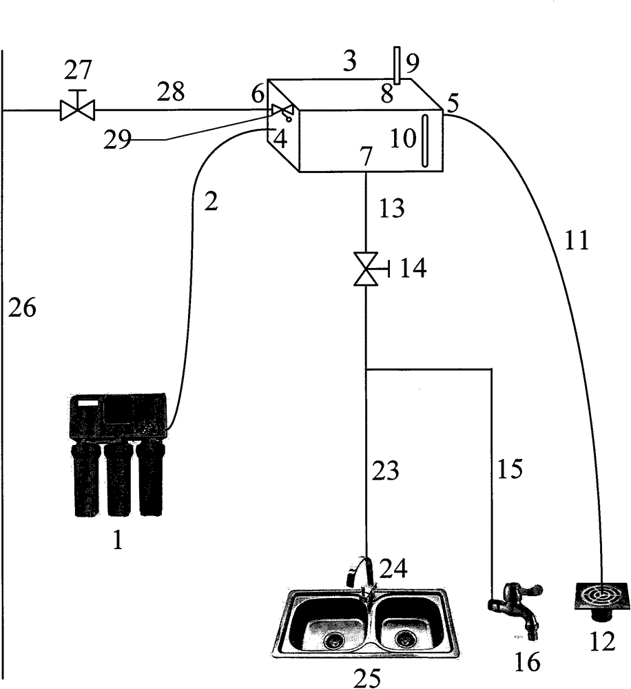 Device for recycling and reusing waste water of household water purifier