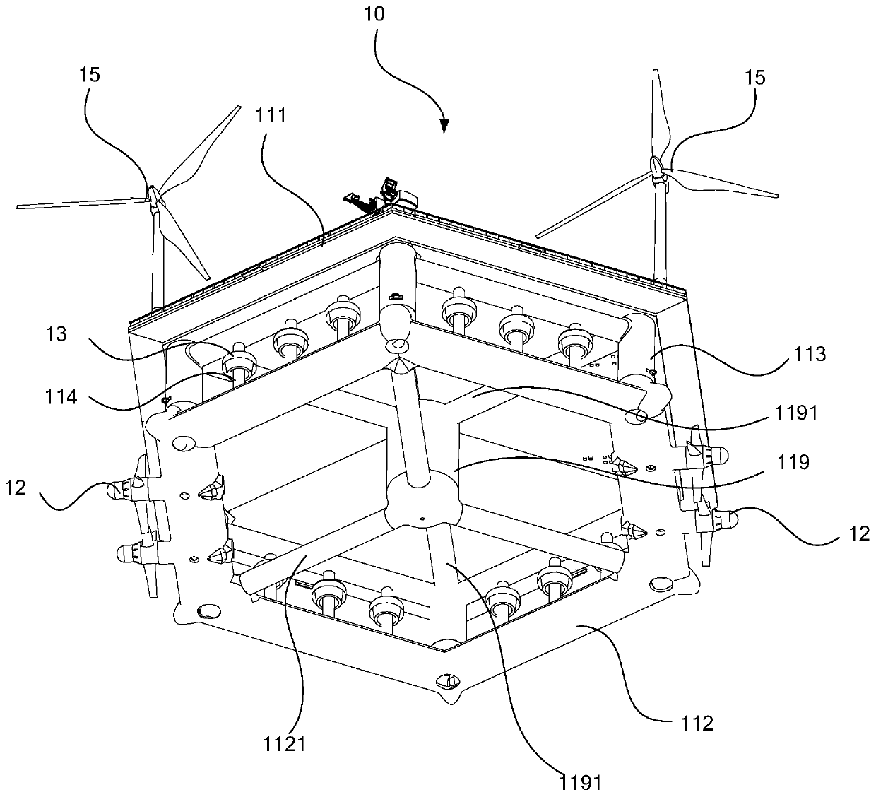 Offshore energy island device