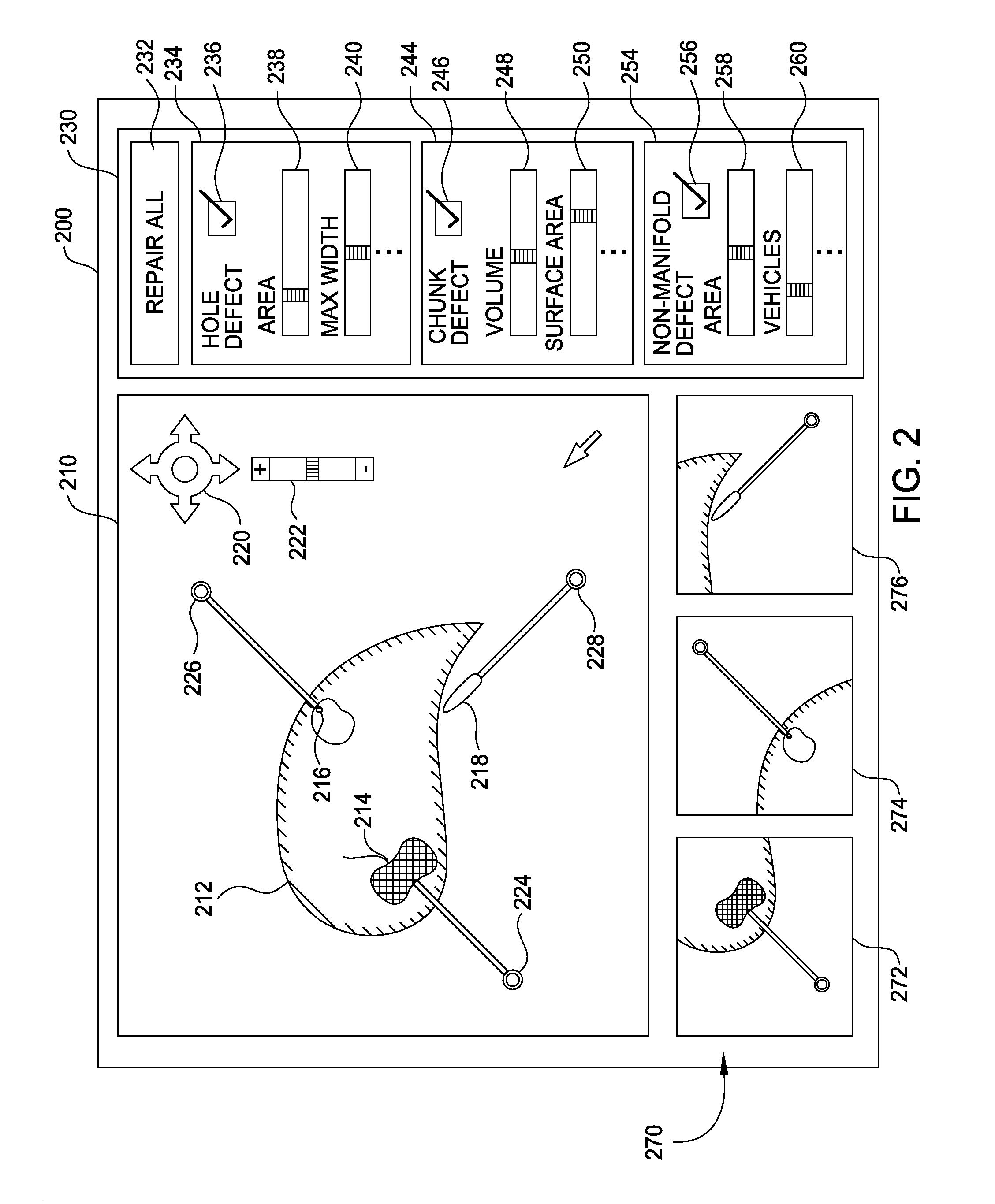 Interactive tool for inspecting and repairing three dimensional models