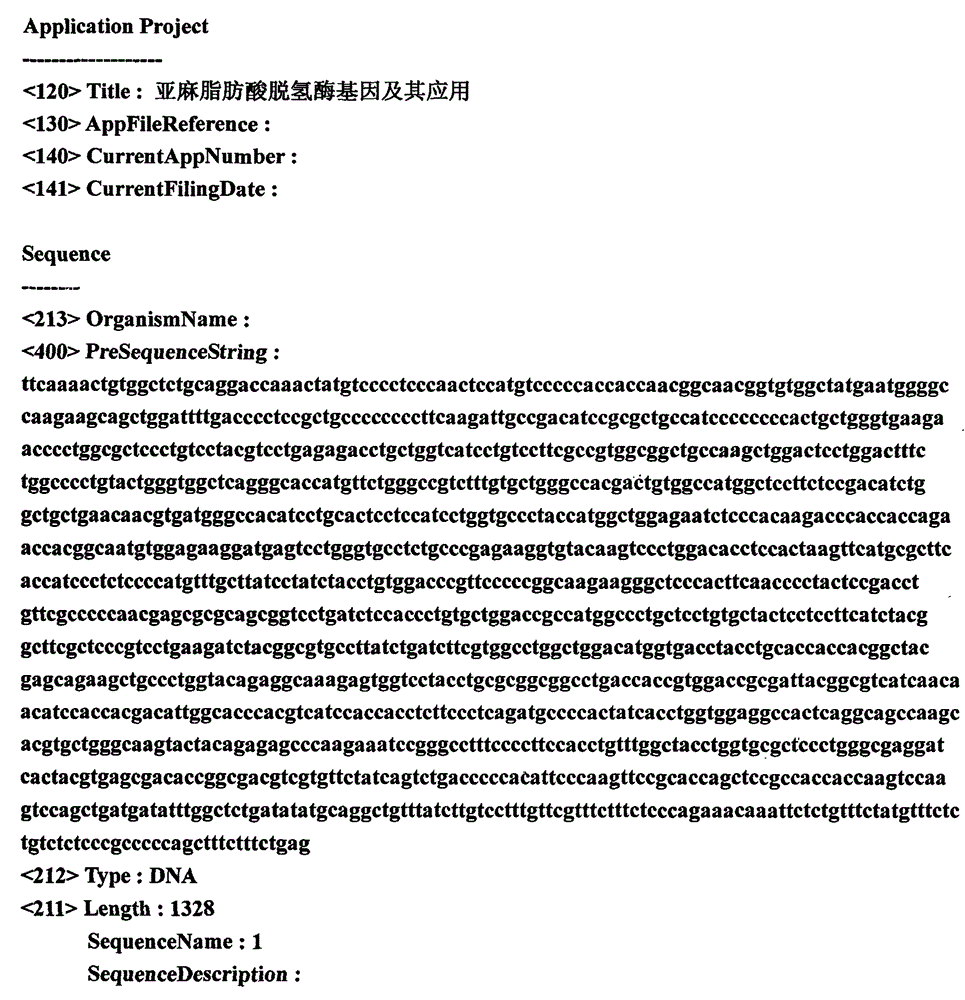 Linolenic Fatty Acid Dehydrogenase Gene and Its Application