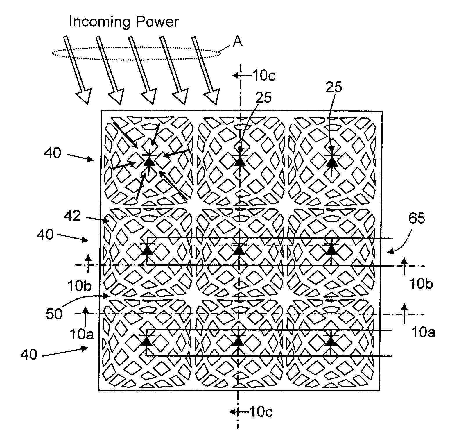 Large aperture rectenna based on planar lens structures