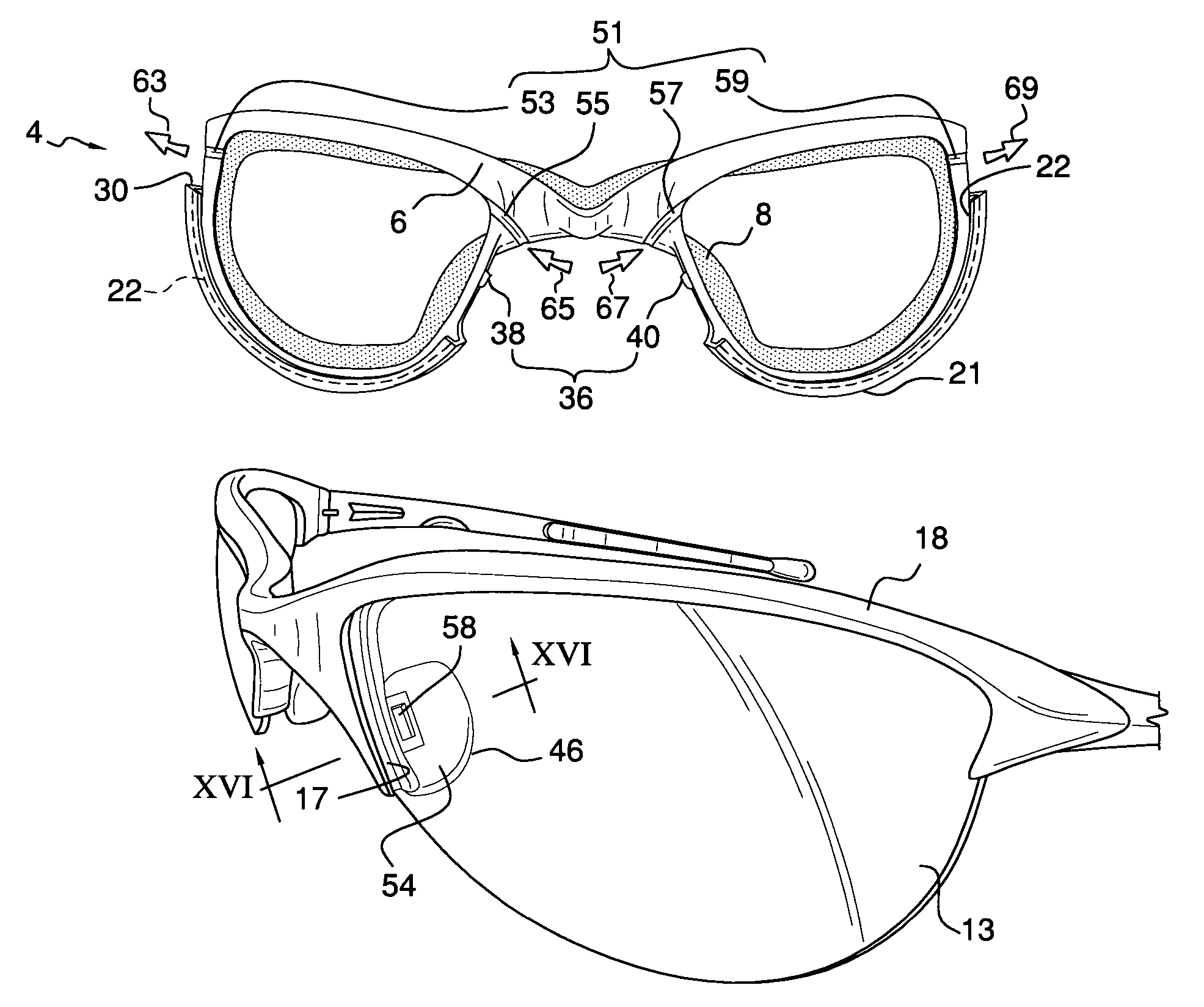 Half-jacket eyewear with removable dust shield