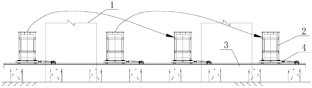 A method for the overall lateral movement of the main girder of the mobile formwork