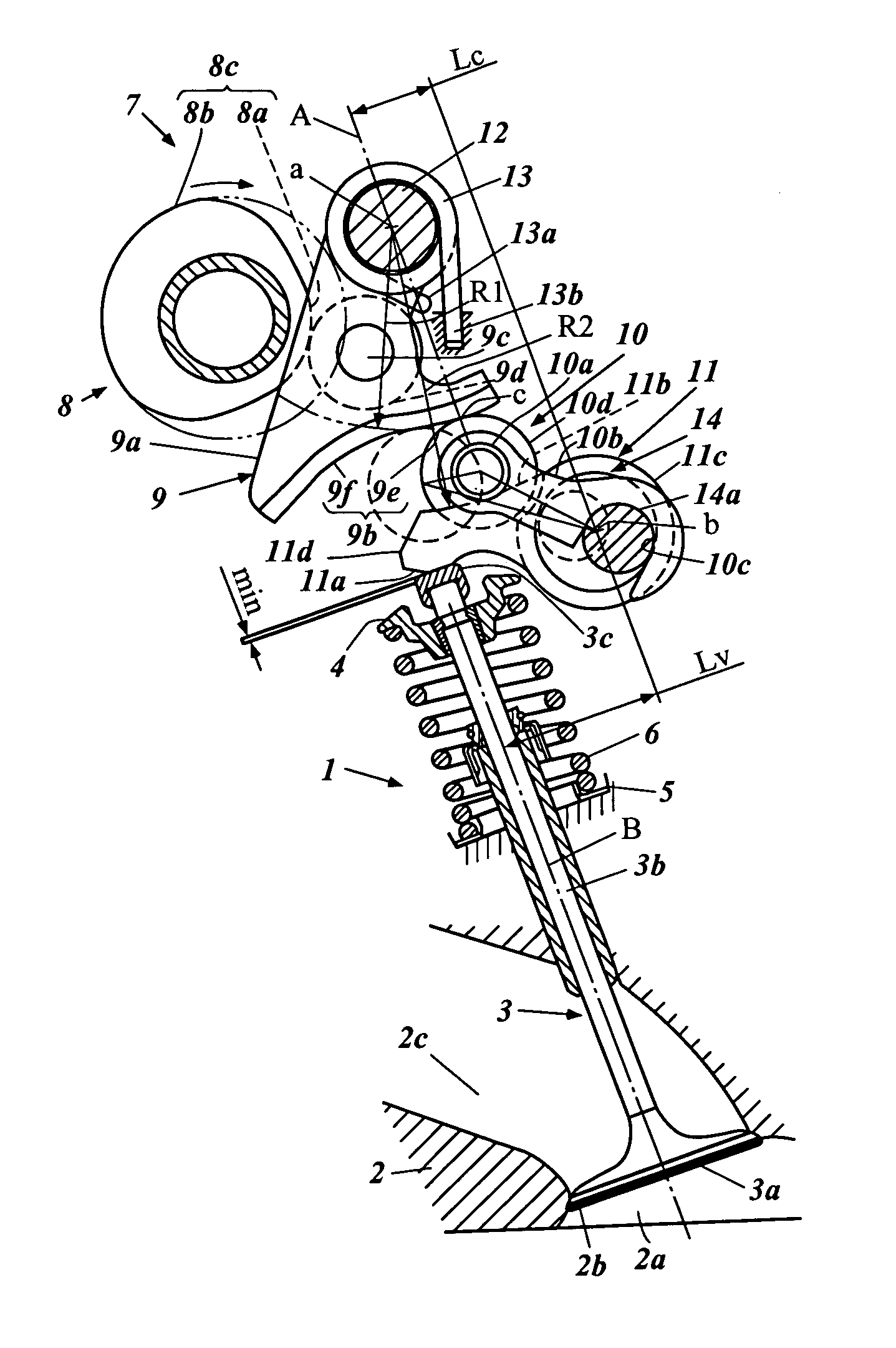 Valve train device for an engine