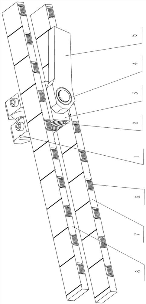 A magnetic levitation support structure and adjustment method for the bell mouth of a cigarette machine