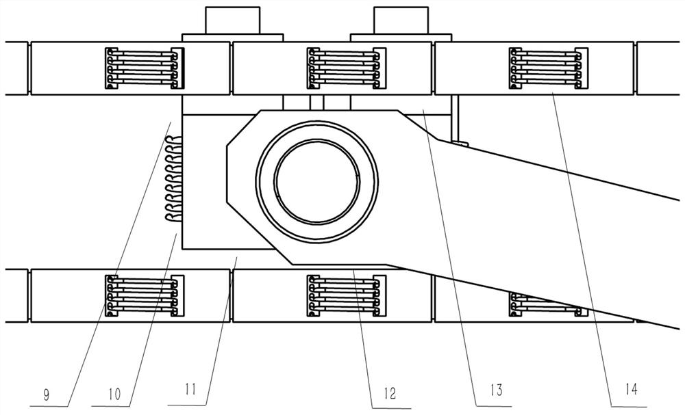 A magnetic levitation support structure and adjustment method for the bell mouth of a cigarette machine