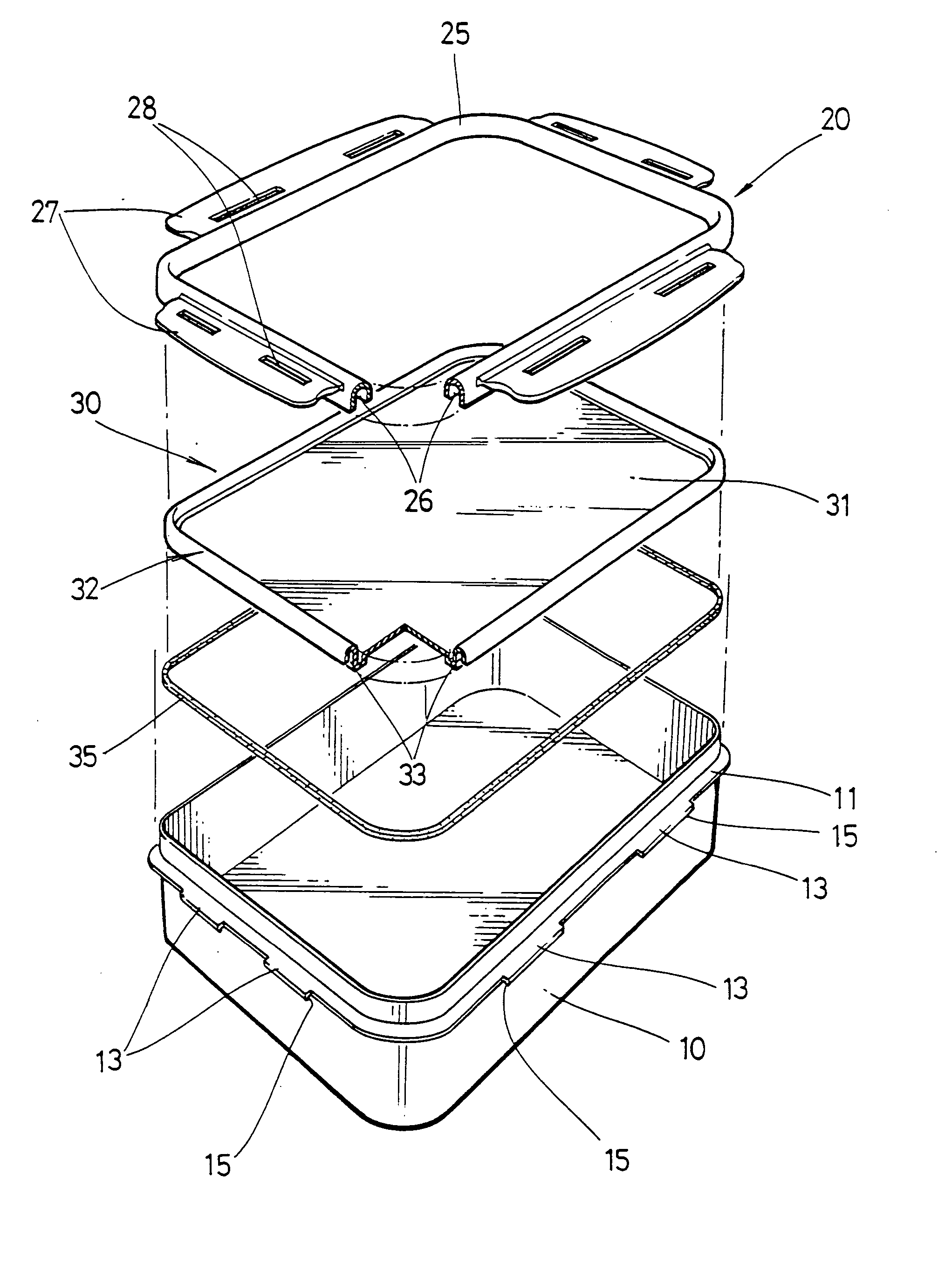 Container with double lids