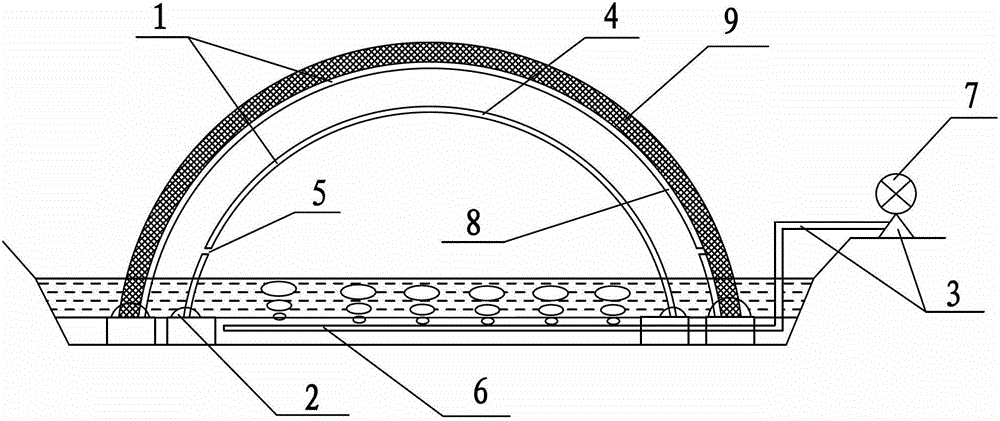 An aerobic artificial wetland winter unsupported heat preservation system for treating oil production sewage