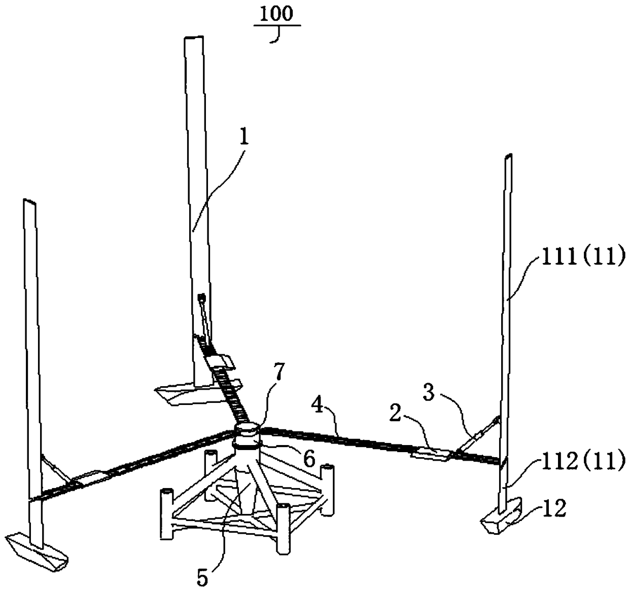 Blade floating type offshore wind power generator with inclined shaft variable pitch and self-starting function