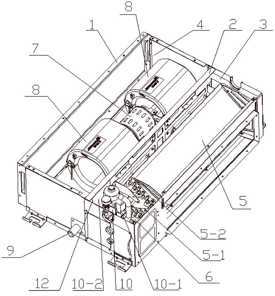 Air duct machine with detachable draining pump located at middle partition board and air conditioner