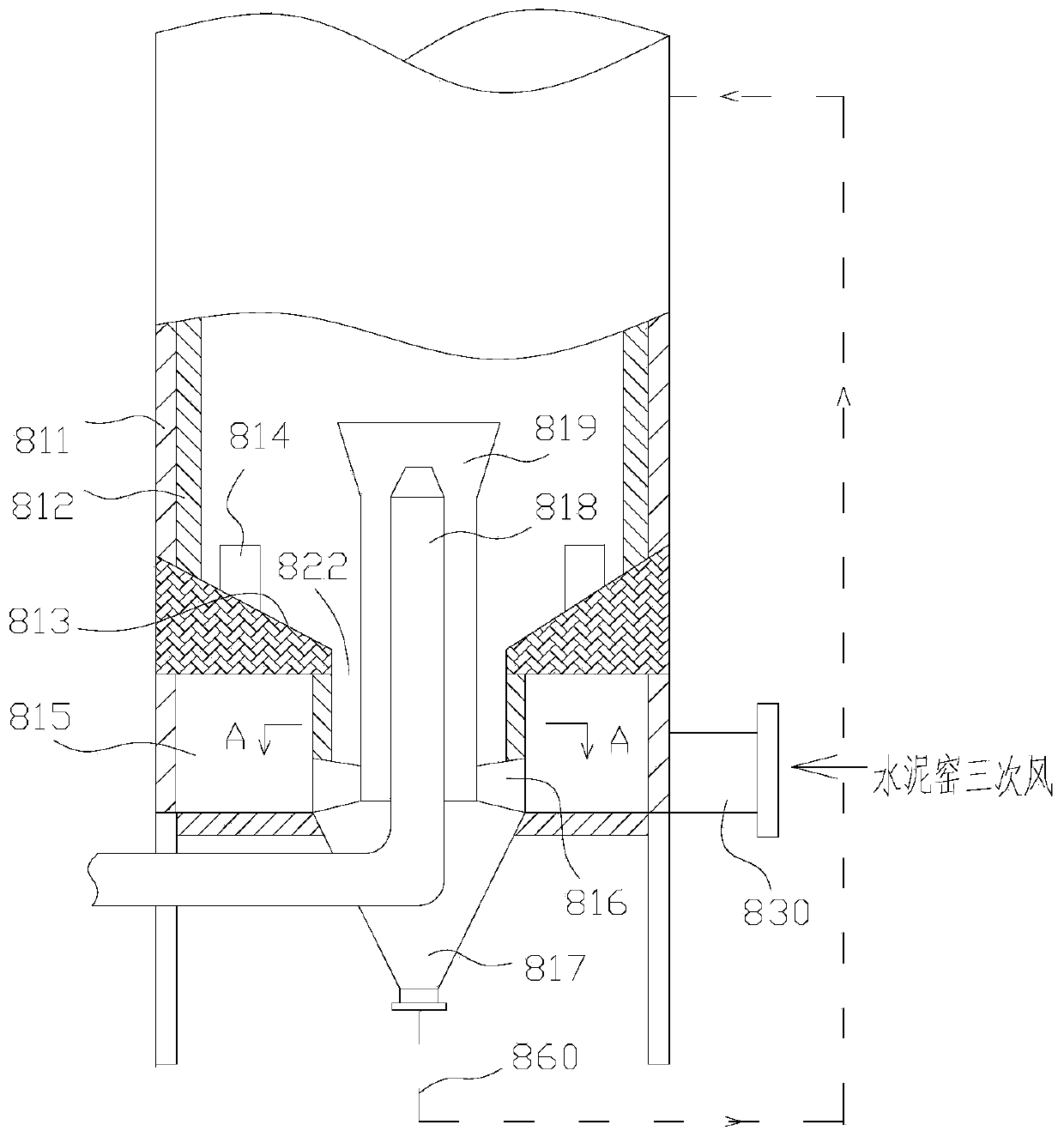 Method and device for desulfurizing flue gas of cement kiln by using white mud