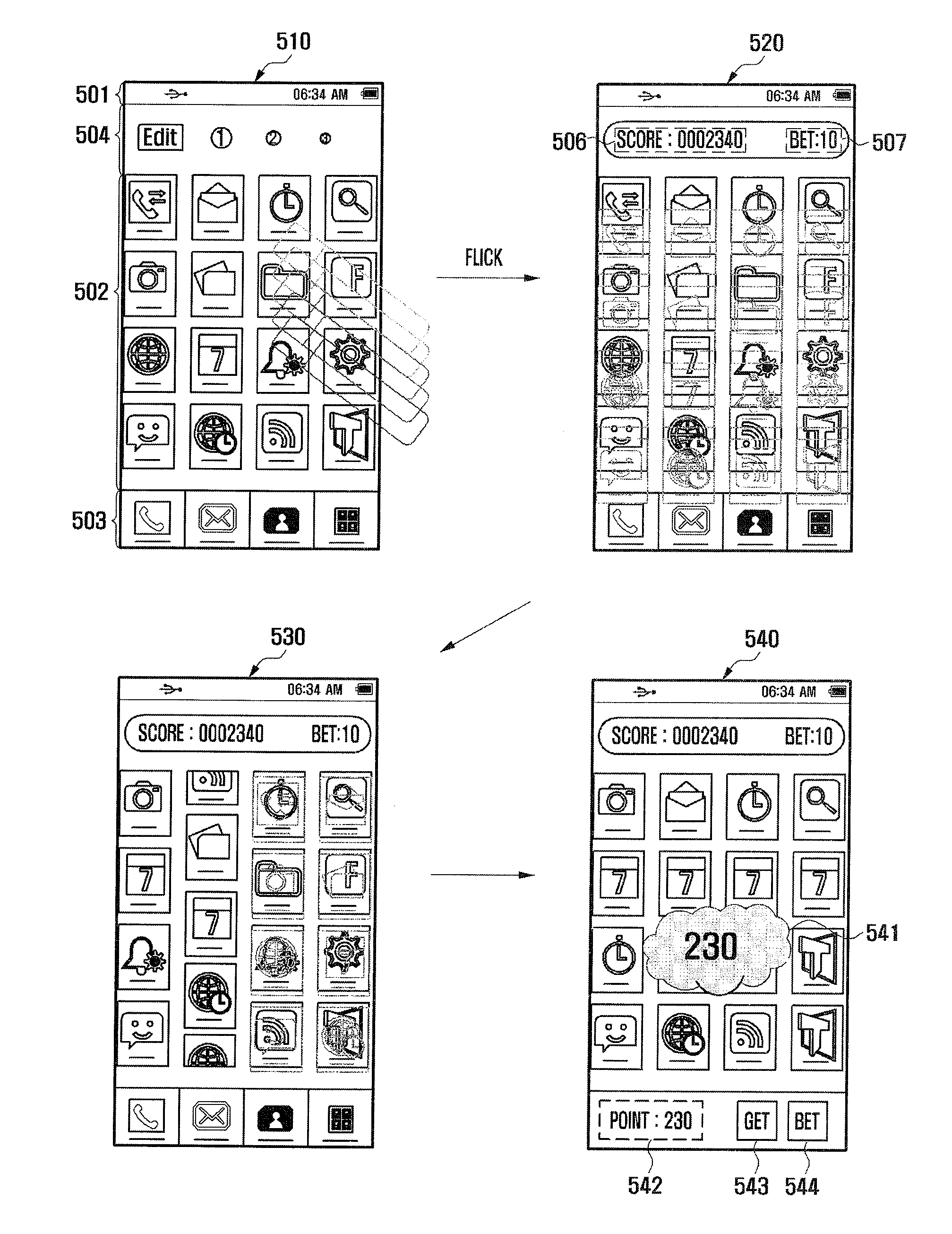 Mobile device, method and system for providing game on idle screen