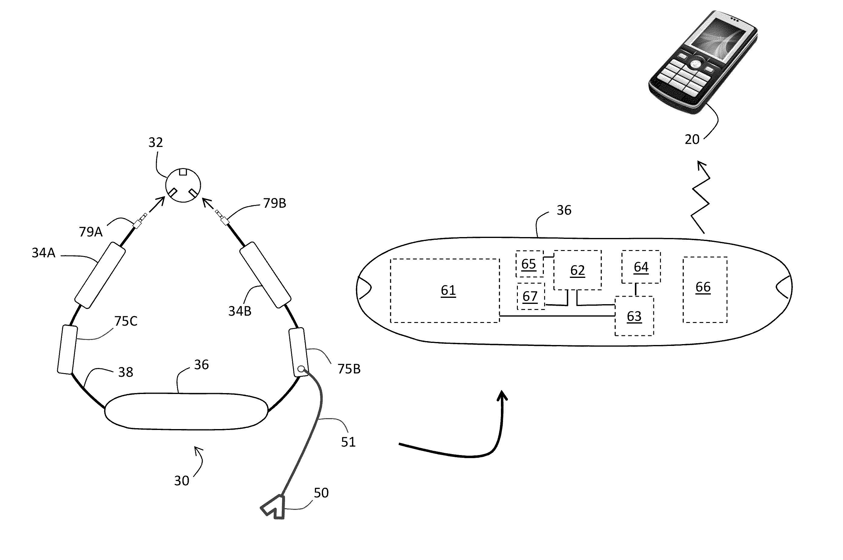 Necklace-shaped physiological monitor