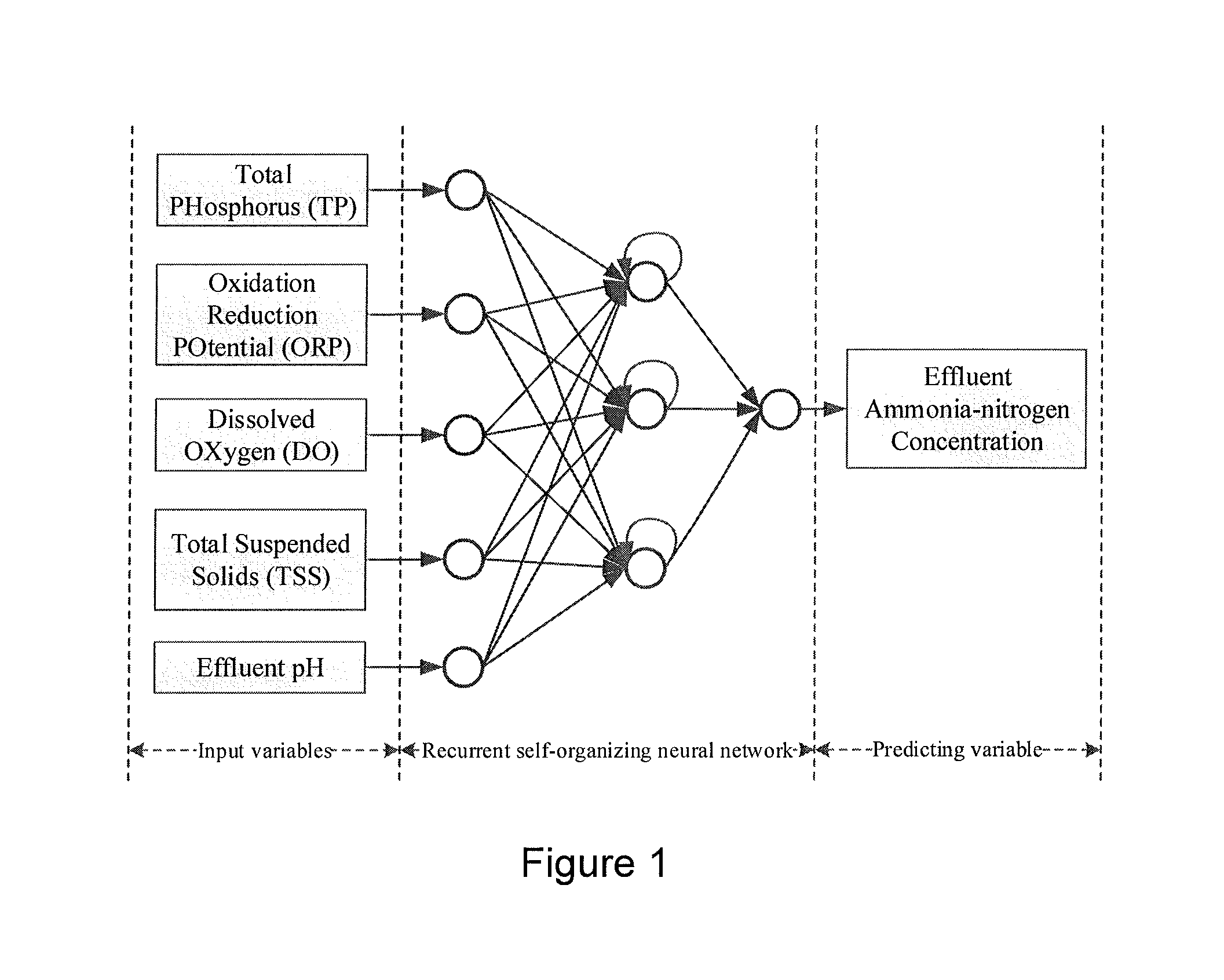 Method to predict the effluent ammonia-nitrogen concentration based on a recurrent self-organizing neural network