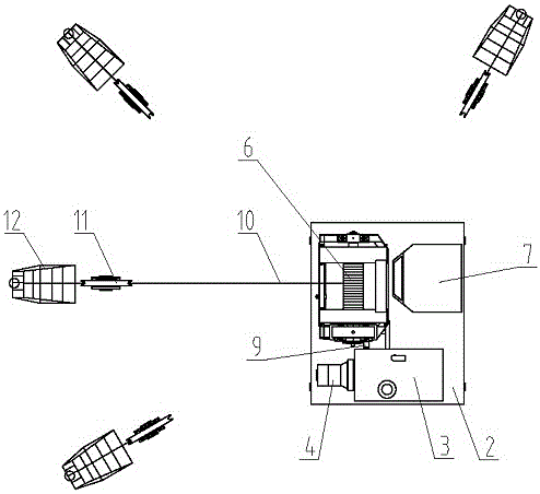 A skid-mounted rotary well drilling machine