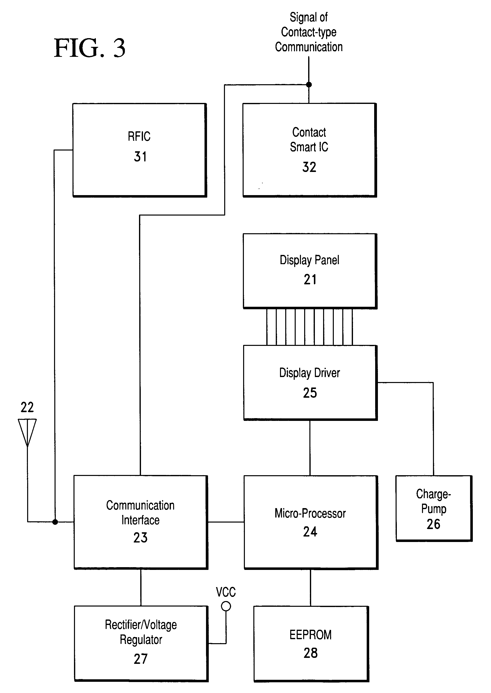 IC card with display panel but without batteries