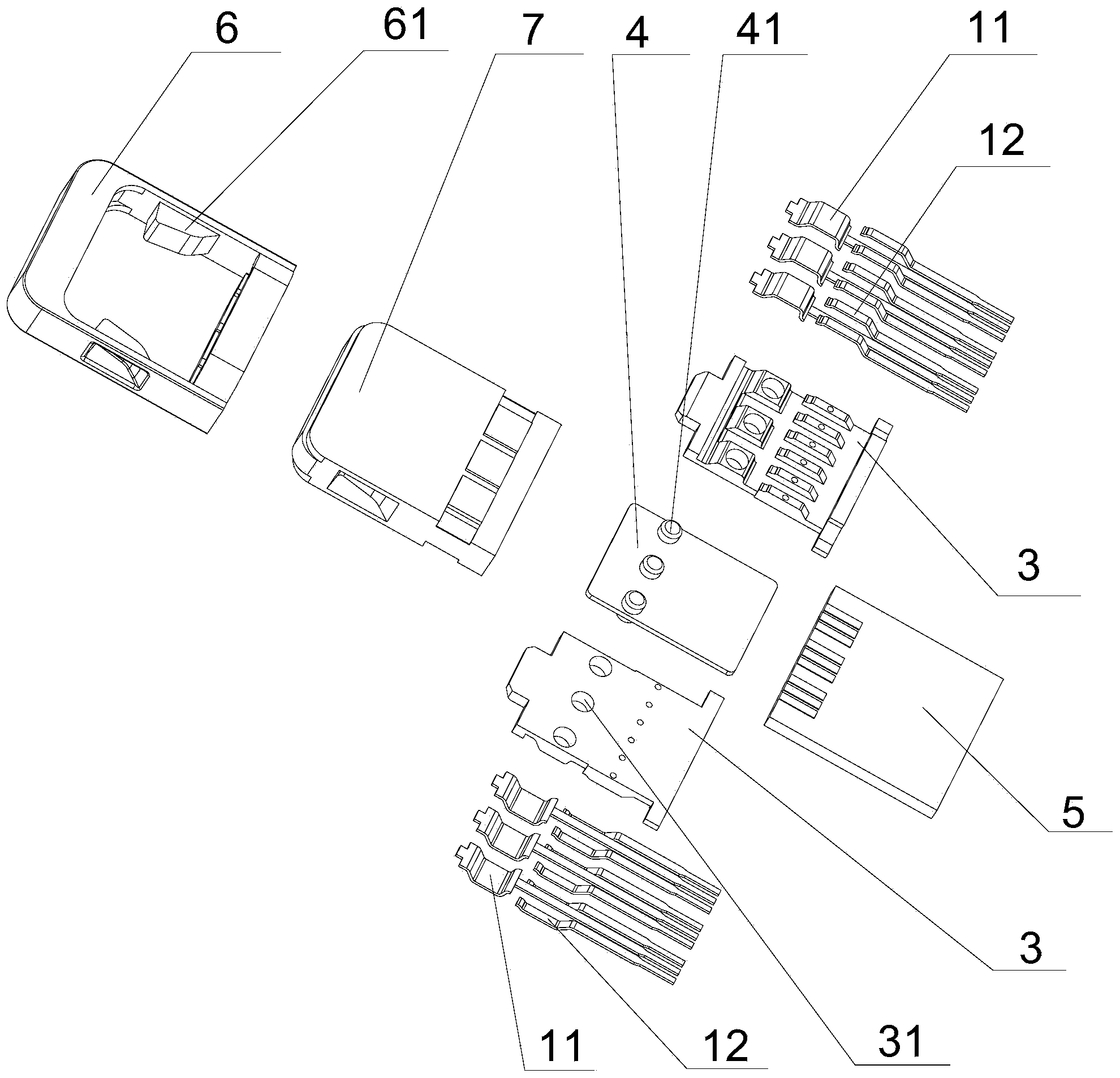 Two-sided plug-in connector and manufacturing method thereof