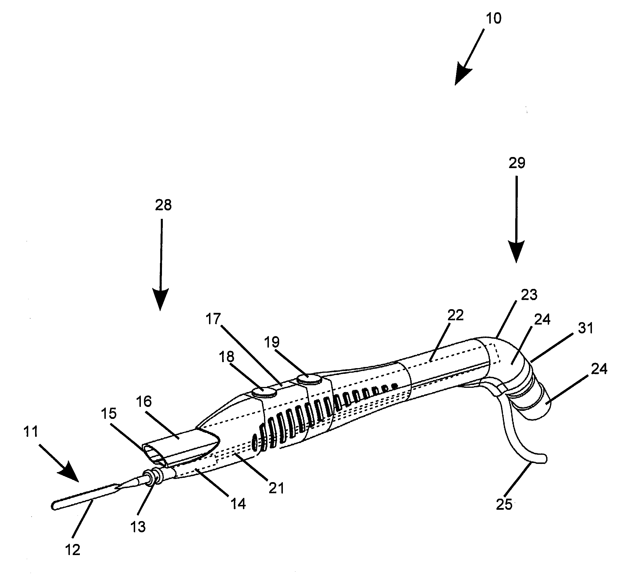 Electrosurgical device with vacuum port