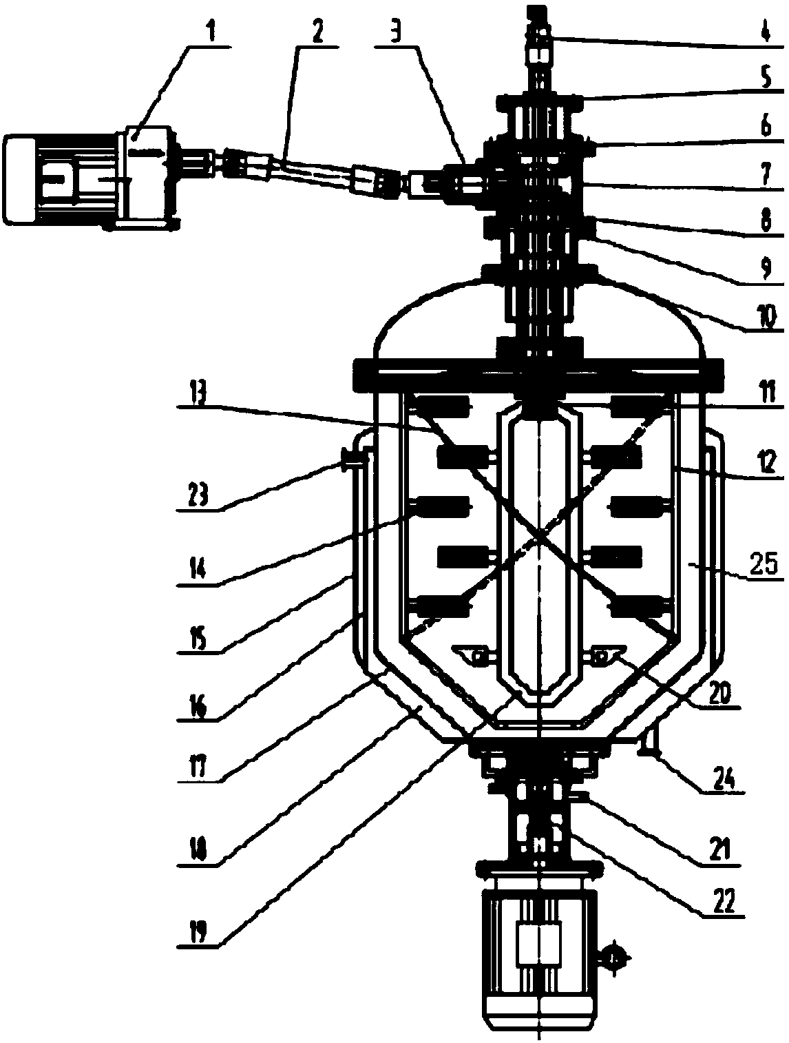 Bidirectional helical ribbon stirring type inner and outer heating water-cooling emulsifying machine