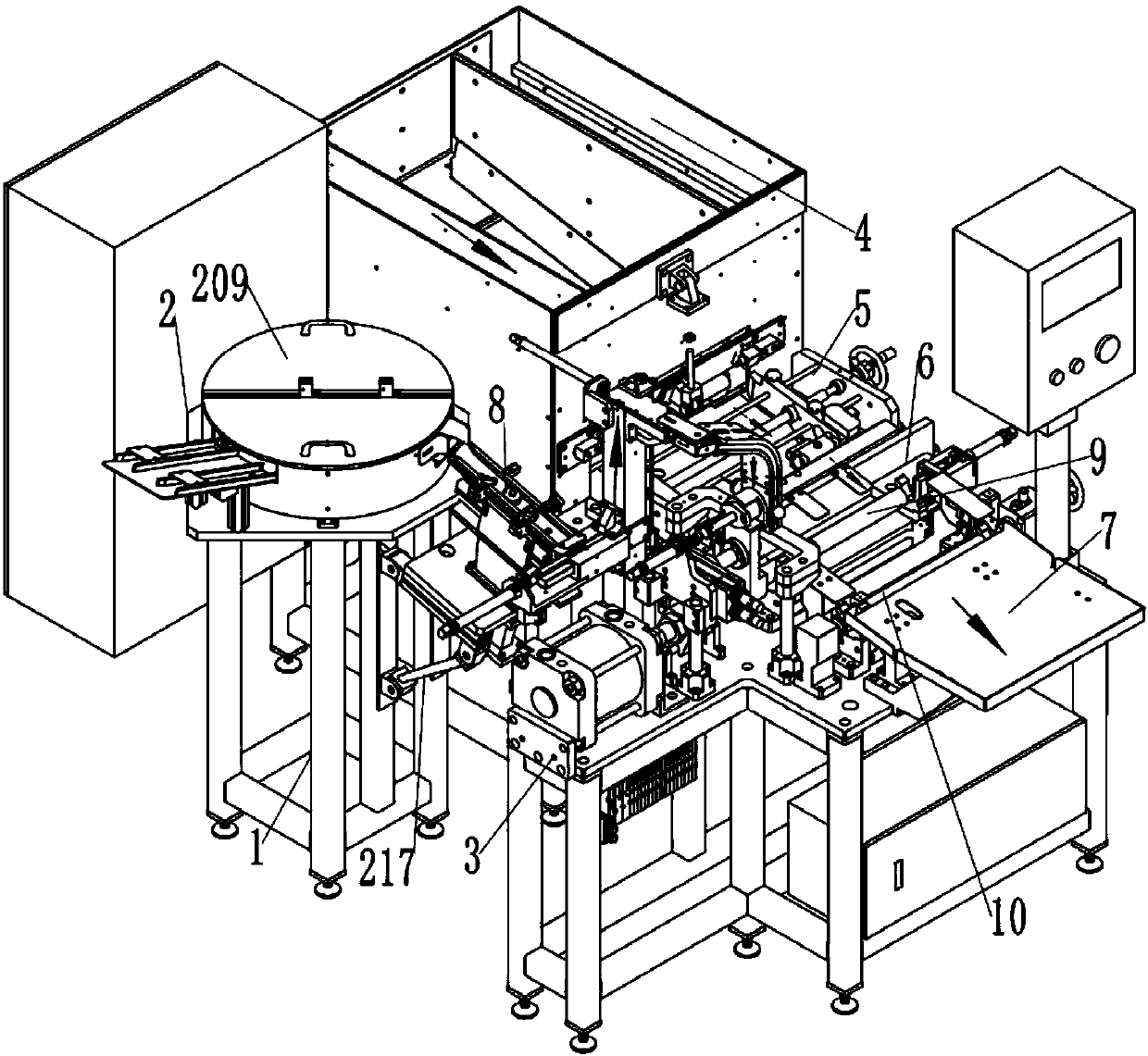 Pipe barrel and bottom valve assembling machine