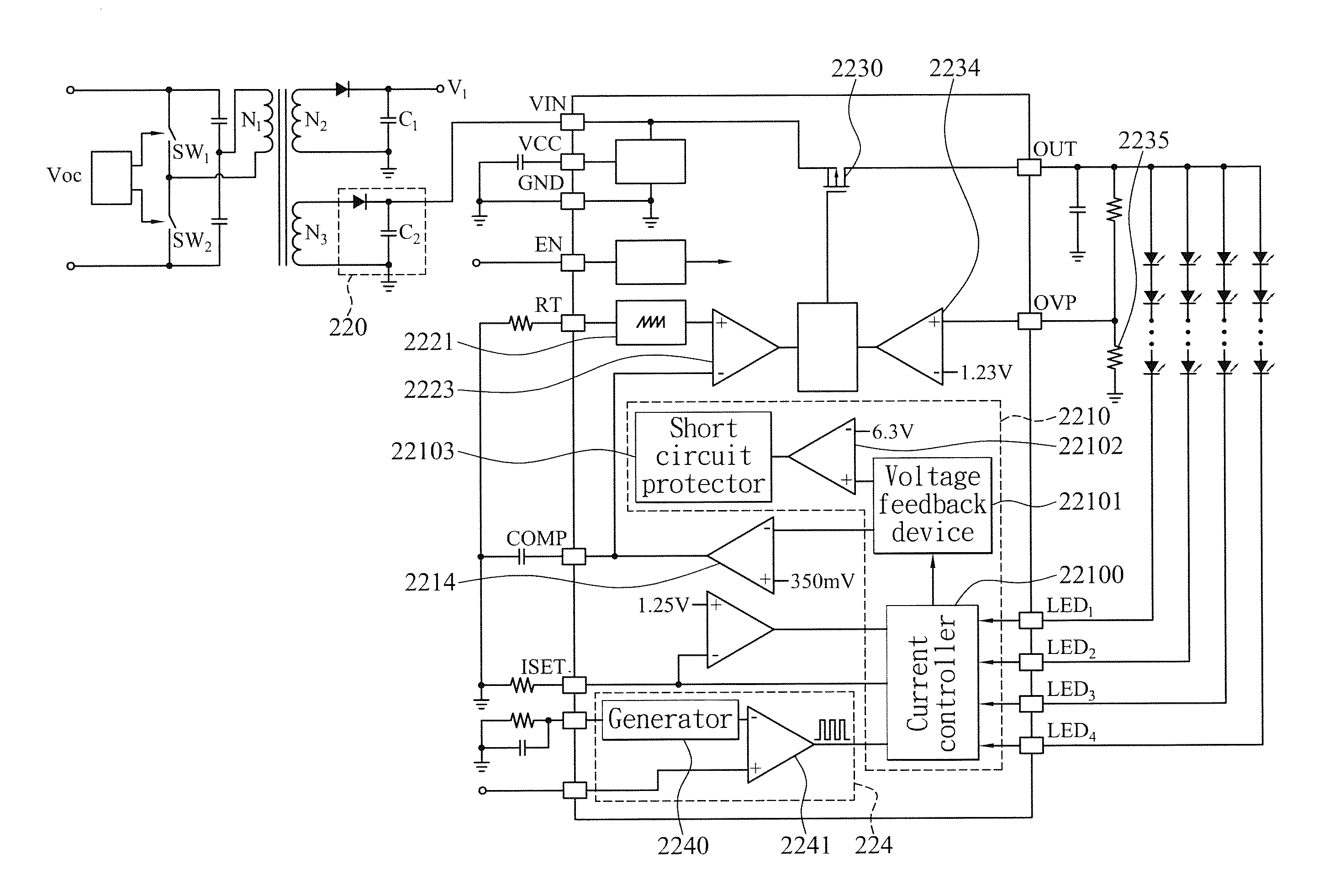 Self-excited power conversion circuit for secondary side control output power