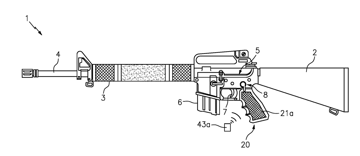 Firearm grip with selector switch lock