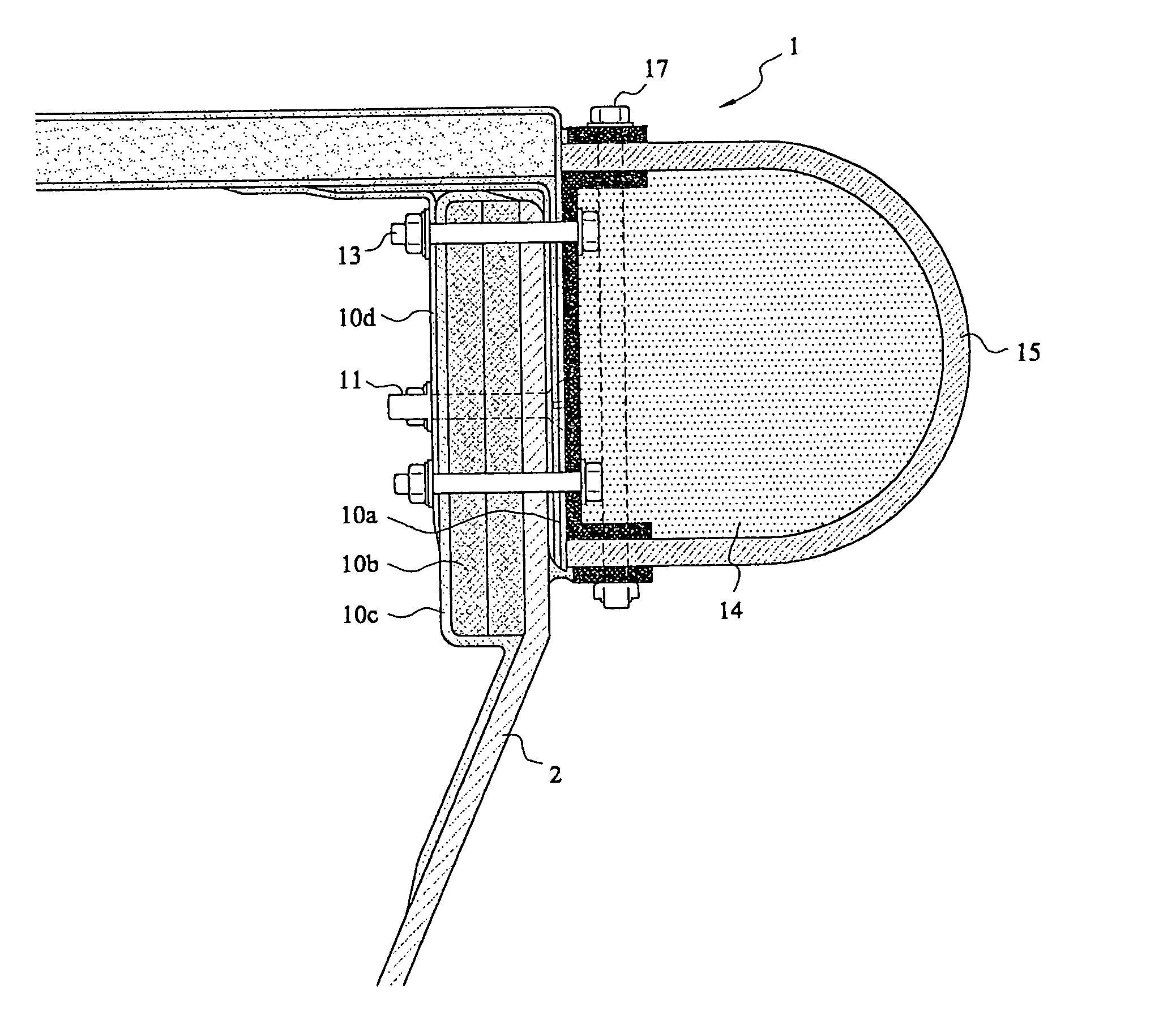 Structure for fastening shipboard-protecting fender