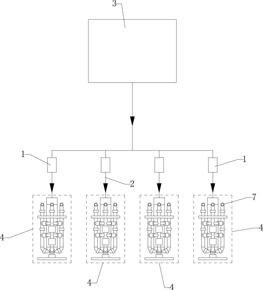 Integrated material uniformizing and liquid medicine adding treatment integrated equipment