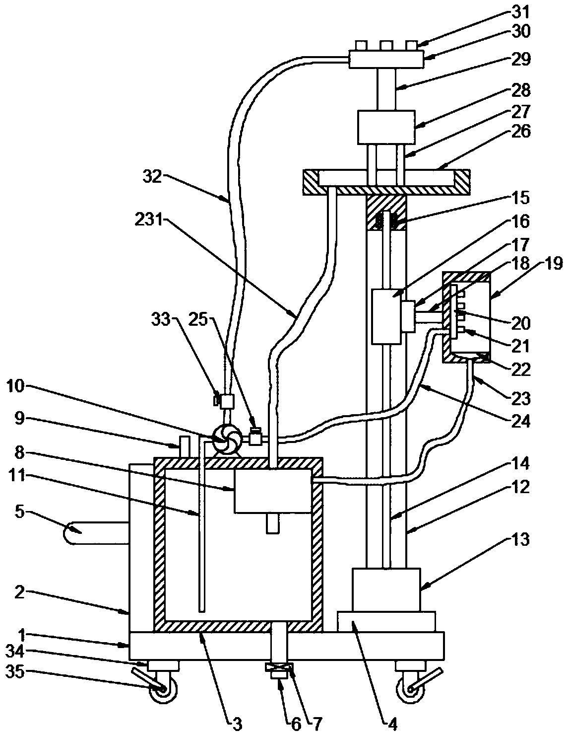 Device for testing water seepage of building wall for building supervisor