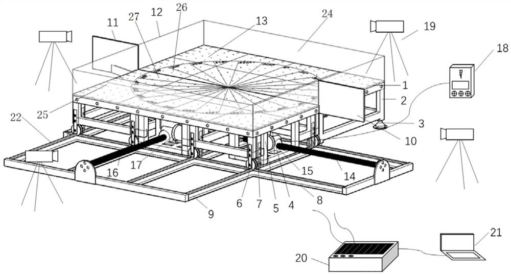 Physical model experimental device for simulating the deformation and failure process of structures on landslides