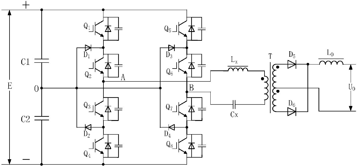 Three-level full-bridge soft switch current conversion circuit and control method therefor