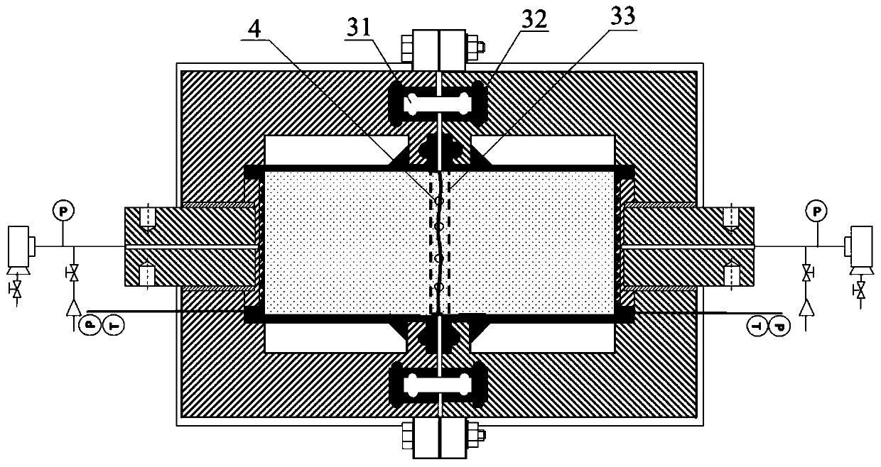 Visualized dynamic filtration loss and discharge and mining simulation device and simulation method for tight gas reservoir fracturing fluid